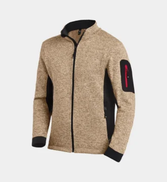 FHB Strick-Fleece-Jacke Christoph beige-schwarz