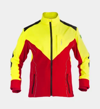 Grünholz Forstjacke in Gelb Rot von Vorne